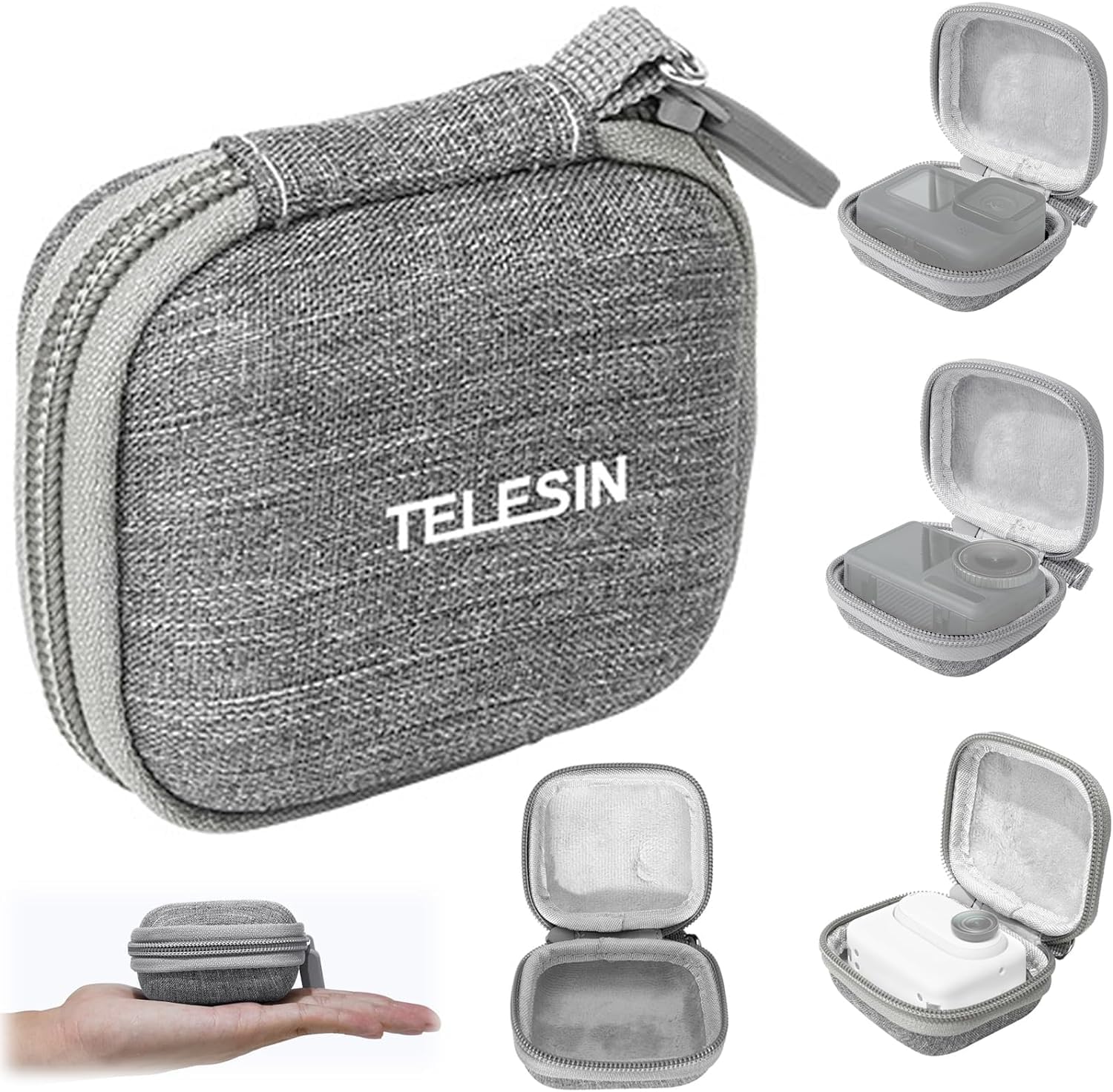 TELESIN Protective Hard Case with Flocked Lining Full Surround Protection for The Insta360 GO 3, Insta 360 Go 3 and for GoPro Hero and DJI Camera