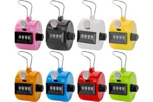 Tebery 8 Pack Handheld Tally Counter 4 Digit Mechanical Palm Clicker Counter, Assorted Color Number Counter/Pitchers Scores C