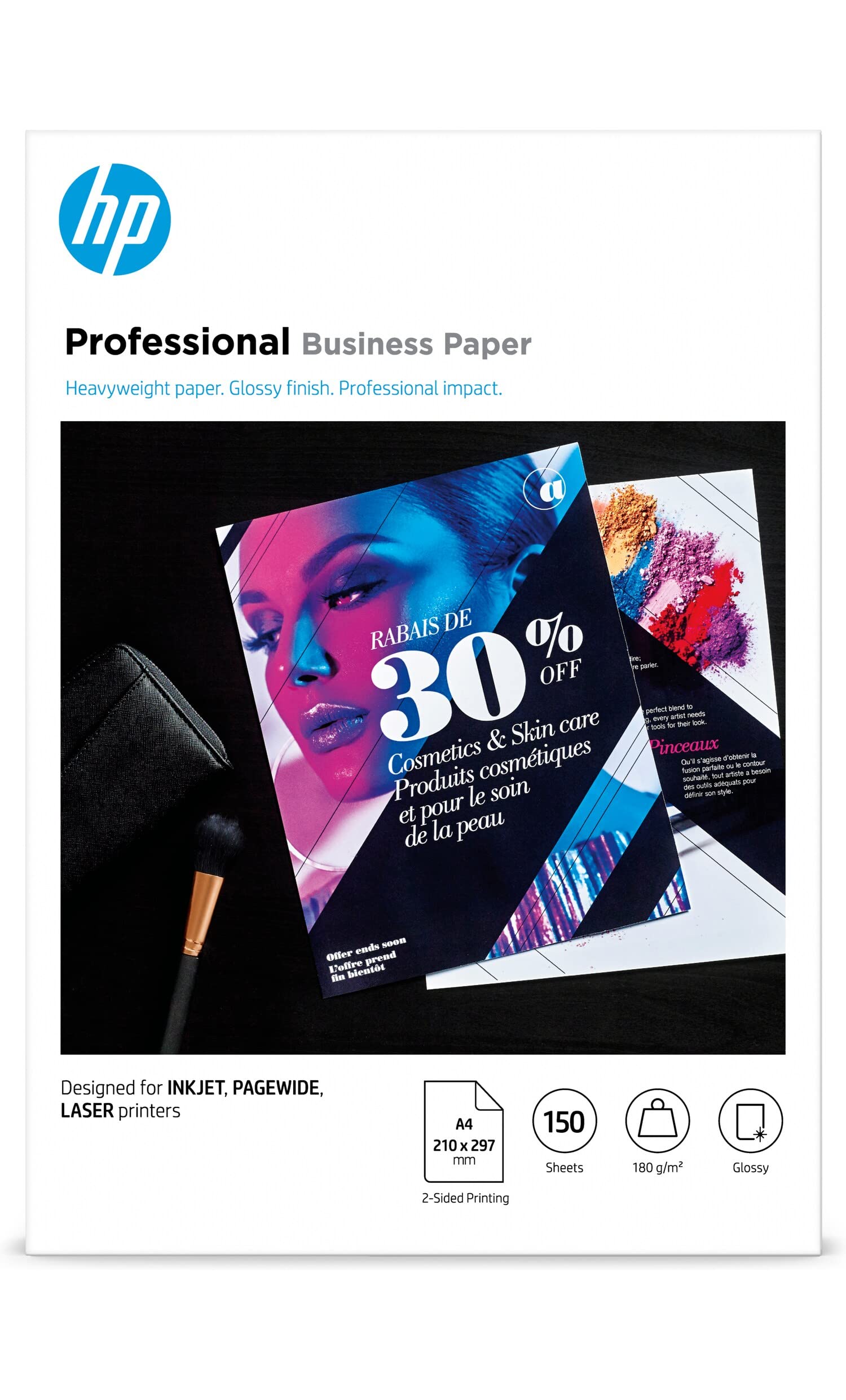 HP 3VK91A Inkjet and Laser Professional Glossy Business Paper, A4, 180 gsm, 150 Sheets