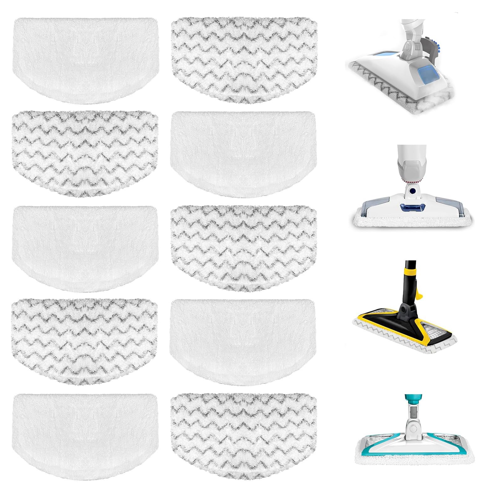 Photo 1 of 10 Pack 1940 1806 2685A Steam Mop Pads For Bissell Powerfresh Steam Mop Deluxe Pet Lift-Off Plus Slim Scrubbing Steam Mop Replacement Pad 1940A 2814 1544A 2075A Power Fresh Steamer Pad Refill Washable