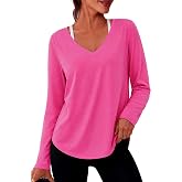 Alaroo Womens Workout Tops Reversible Long Sleeve V-Neck Shirts | Sun Protection Pilates Outfits Summer Athletic Tops for Running Yoga Casual