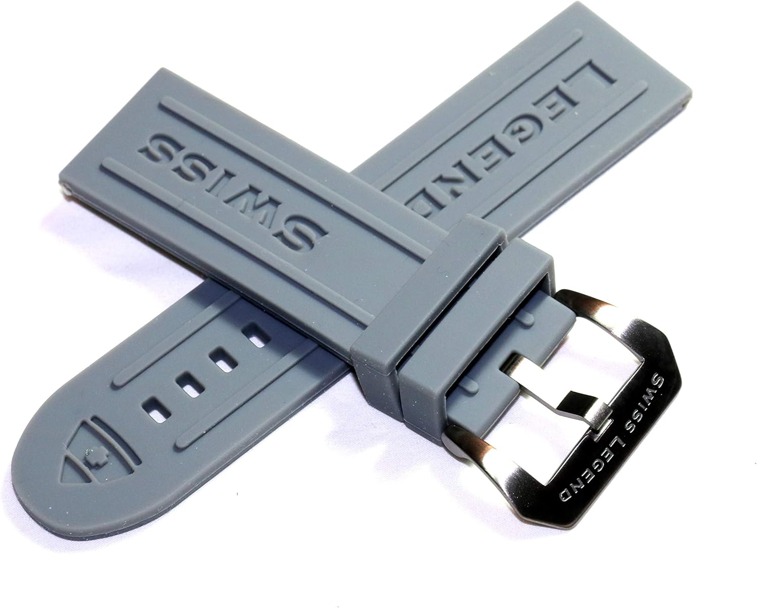Swiss Legend 26MM Grey Silicone Watch Strap with Gunmetal