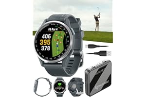 Garmin Approach S44 Golf GPS Smartwatch Silver Aluminum Bezel with Twilight Silicone Band with Wearable4U Power Bank Bundle