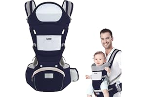 Huifen Multi-Functional 9 in 1 Baby Carrier - Newborn to Toddler, 7-45 lbs, Ergonomic Sling Carrier with Hip Seat for All Seasons, Hands Free Backpack Carrier