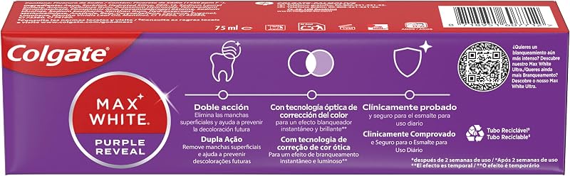 Max White Purple Reveal Pasta de Dientes 4x75ml