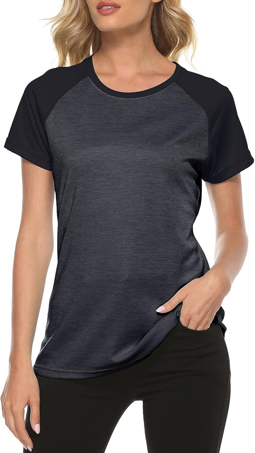 MoFiz Women's Quick Dry Short Sleeve Tee Shirt Lightweight Athletic Running Active Outdoor Tennis Tops: Clothing