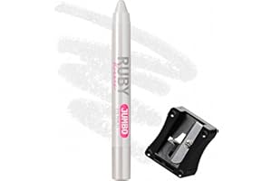Ruby Kisses Jumbo Eye Pencil With Sharpener, Thick Eyeliner Pencil For Eye Shadow Primer & Highlighter on Waterline & Inner Corner, Eyeshadow Stick With Vitamin E & Candelilla Wax (Shimmer White)