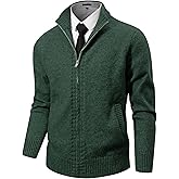 NITAGUT Men's Cardigan Sweater with Pockets Full Zip Up Stand Collar Cardigan Long Sleeve Knitted Sweaters