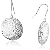 Amazon Essentials Fine Silver Plated 21mm Hammered Circle Drop Earrings