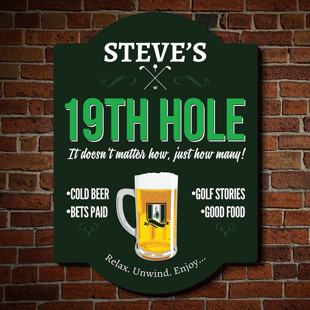 HomeWetBar Nineteenth Hole Golf Custom Sign (Personalized Product)
