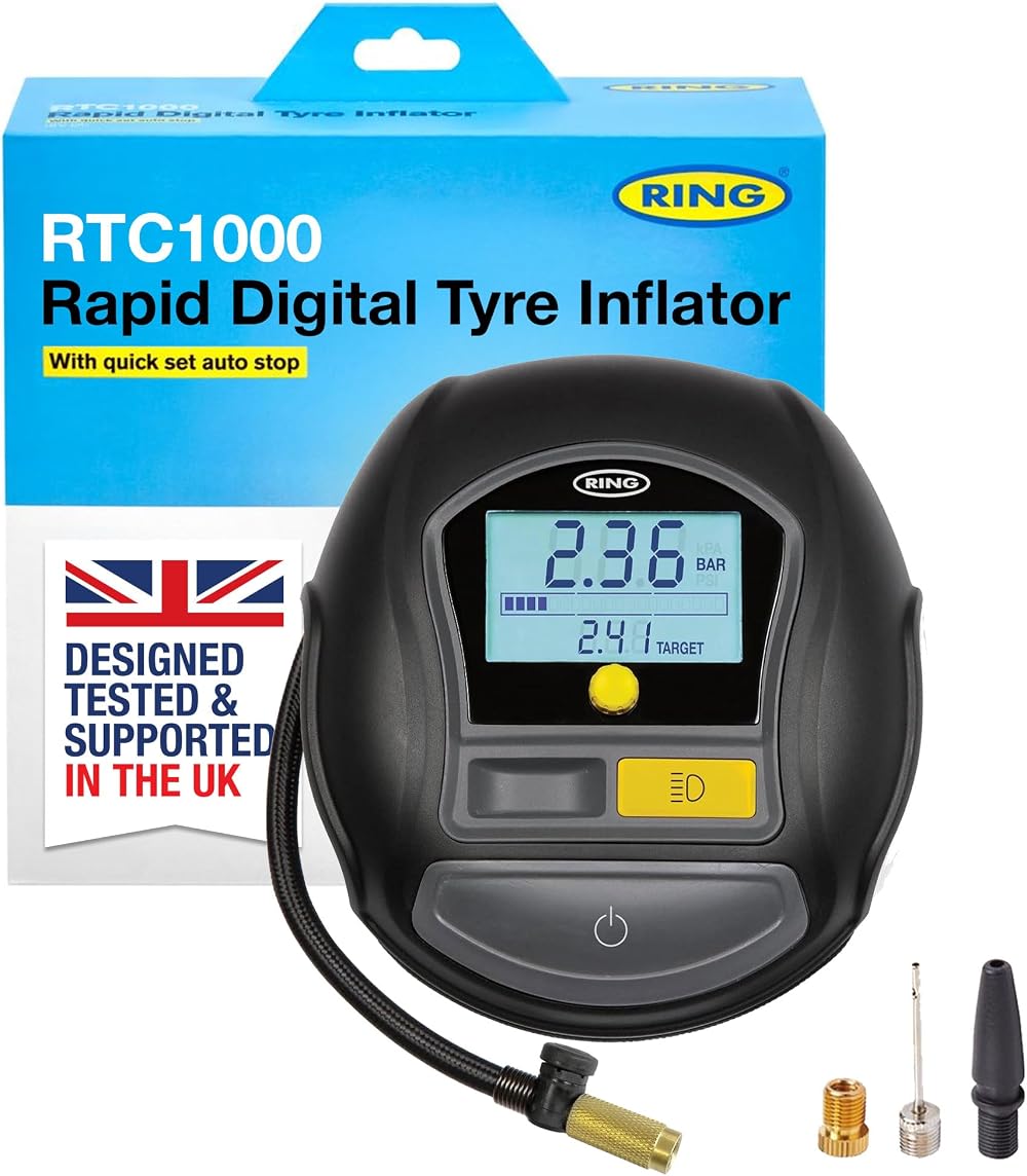 RING TyreInflate 1000 Rapid Digital Tyre Inflator Air Compressor PSI BAR kPa