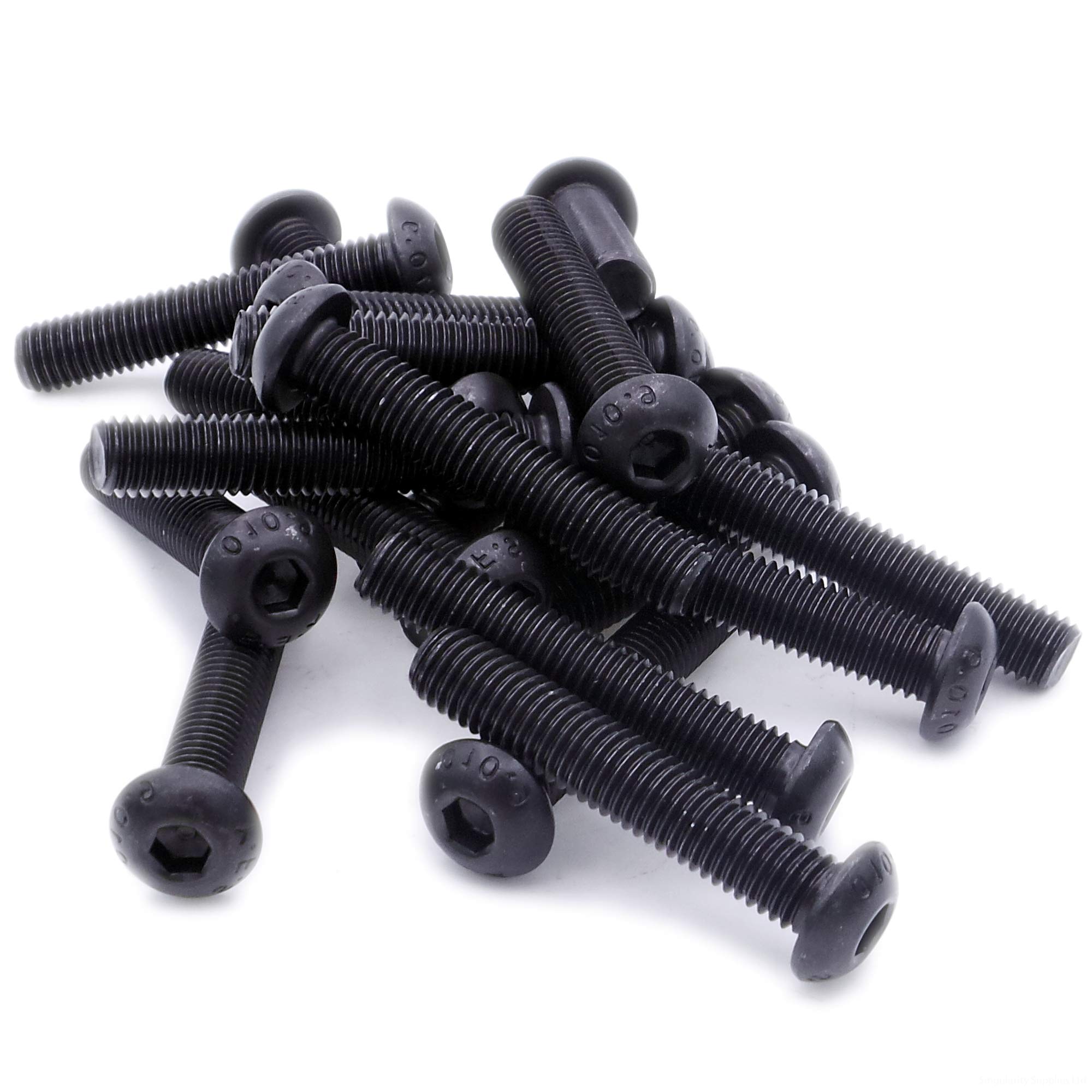 M5 (5mm x 10mm) Hex Socket Button Machine Screw (Bolt) - Black Steel (Pack of 20)