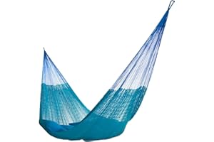 Hammocks Rada Mayan-Made Matrimonial Yucatan Hammock - Two Person Hammock - Artisan Crafted in Central America - Fits 12.5 to 13 Feet Hammock Stand - Up to 550 Pounds, Sky Blue - Hanging Bed