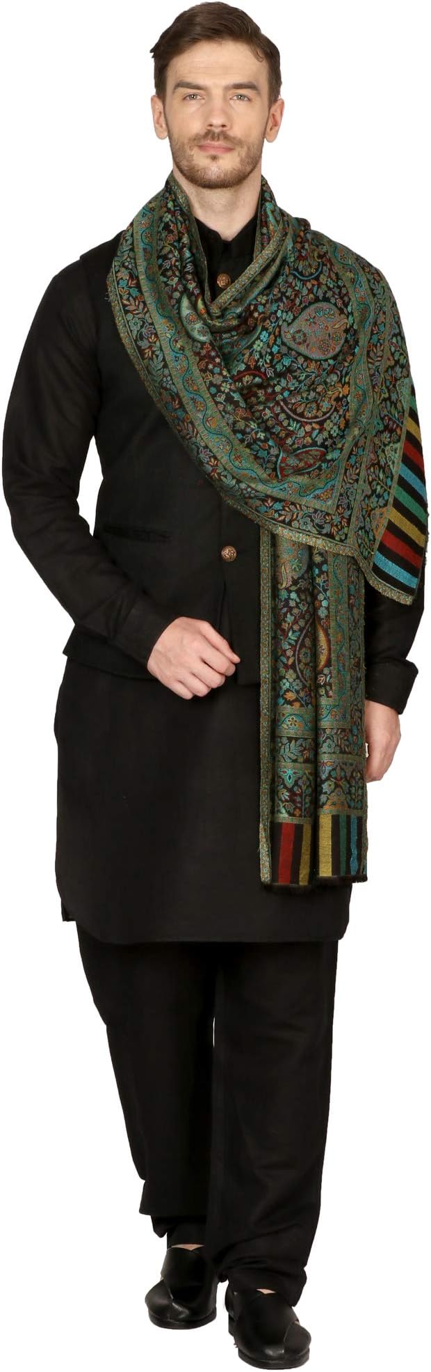 PashtushMens Self Extra Soft Fine Classic Kaani Stole