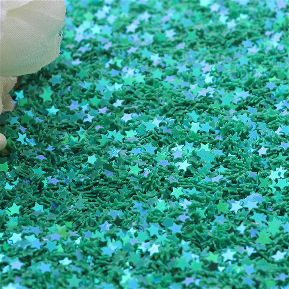 100g Iridescent Star Shaped Sequins Glitter Flat PVC Star Sequins Paillettes for Scrapbooking Embellishment Card Making Jewelry Making Nail Manicure Decorartions (Teal)