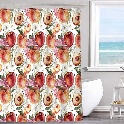 Amazon Com Mkok Polyester Fabric Shower Curtain 54 X72 Inchpeach