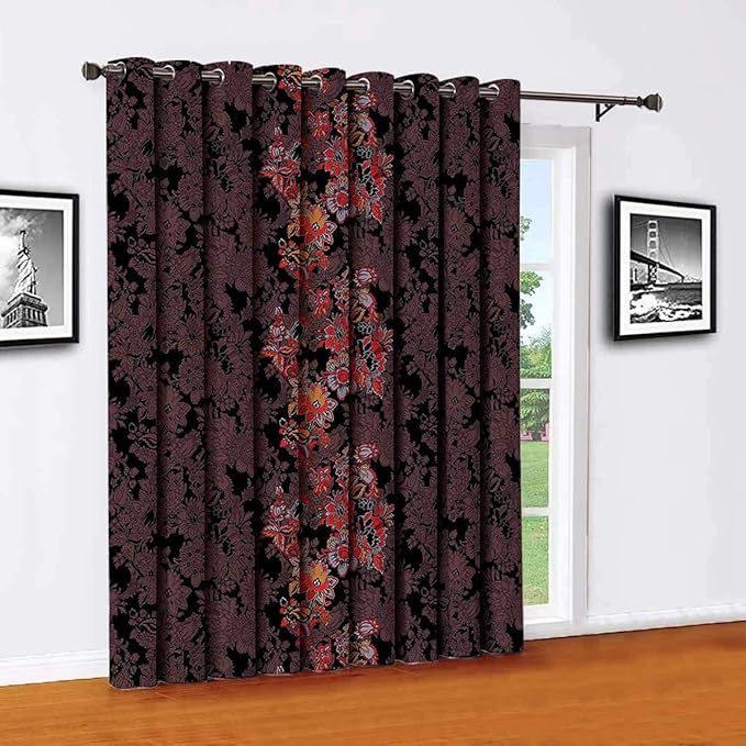 Toopeek - Cortina para puerta corredera de salón con diseño de flores