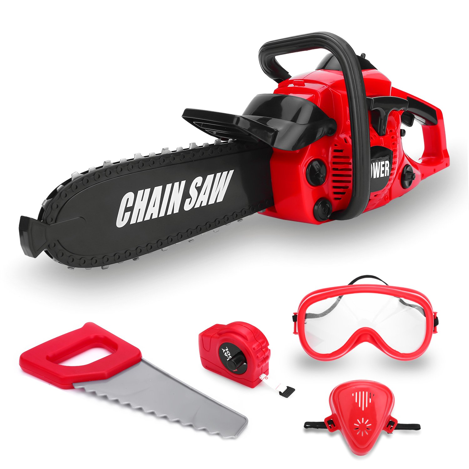 Kids Size Construction Yard Toy Pack Tool Big CHAINSAW LITE, Chainsaw