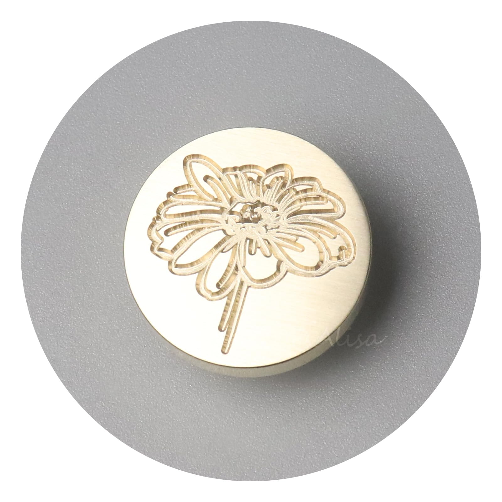 fsalisa Botanical Daisy Brass Wax Seal Stamp Head for Wedding Invitations, Cards & Gift Wrap