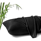 MR&HM Pillow Cases Queen Size Set of 2, Cooling Pillow Case for Hot Sleepers 20"x30", Breathable & Moisture Wicking, Soft Envelope Pillowcases, Rayon Derived from Bamboo & Polyester Blend (Black)