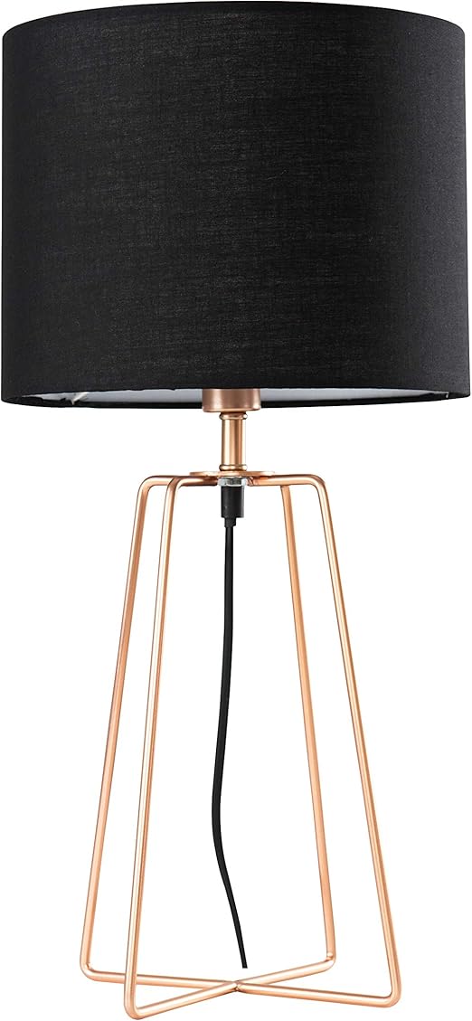 Modern Copper Trapezoid Table Lamp with a Black Cylinder Shade Amazon