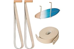 HTZSSON Surfboard Wall Mount - Surf Board Wall Hangers,Surfboard Rack,Beautiful Sustainable Wood & Leather Rack,Space-Saving Surfing Accessories for Home Decor