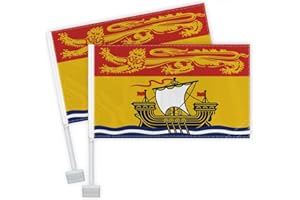 2 PCS New Brunswick Car Flag,Heavy Duty Canada Province NL Decor,Two Layer Digital Printed 150D Banner For Car Vechile Truck