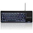 Perixx PERIBOARD-315H, Wired USB Backlit Keyboard with Touchpad and 2 USB Ports, Black (10917)