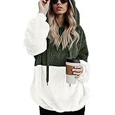 LONGYUAN Women Casual Hoodies Fashion Fuzzy Warm Pullover Sherpa Outerwear with Pockets