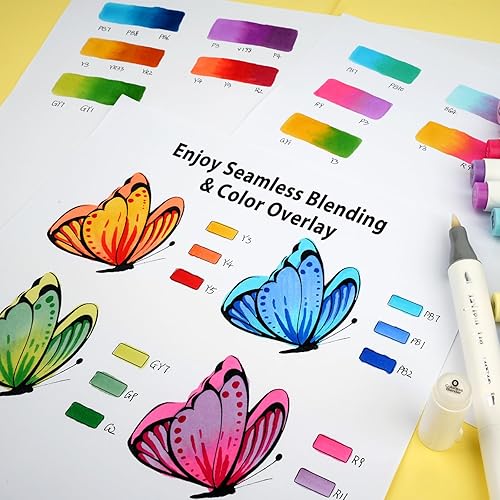 SFAIH Alcohol Markers Brush Tip Chisel Tip 49 Colors Double