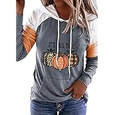It's Fall Y'all Leopard Plaid Pumpkin Kangaroo Pocket Hoodie Women Funny Thanksgiving Long Sleeve Pumpkin Fall Tops