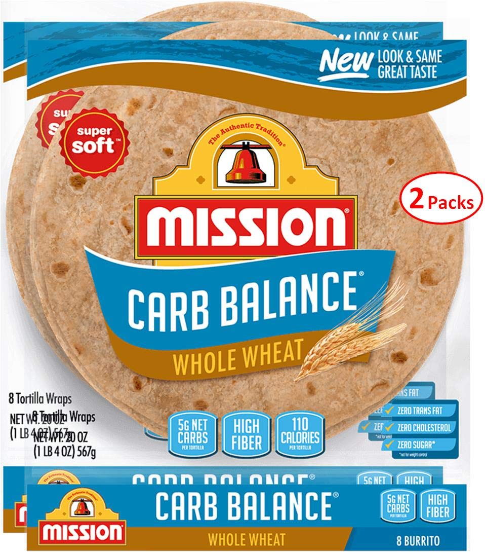 Mission Carb Balance, Whole Wheat, Burrito Size, 8 Per Package, (Pack of 2)