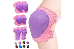 Inkidio Knee Pads for Kids Unicorn Protective Gear Set Knee Pads and Elbow Pads Set with Wrist Guard for Girls Boys Roller Skates Inline Skatings Scooter Cycling Bike Skateboard (Medium, Pink)