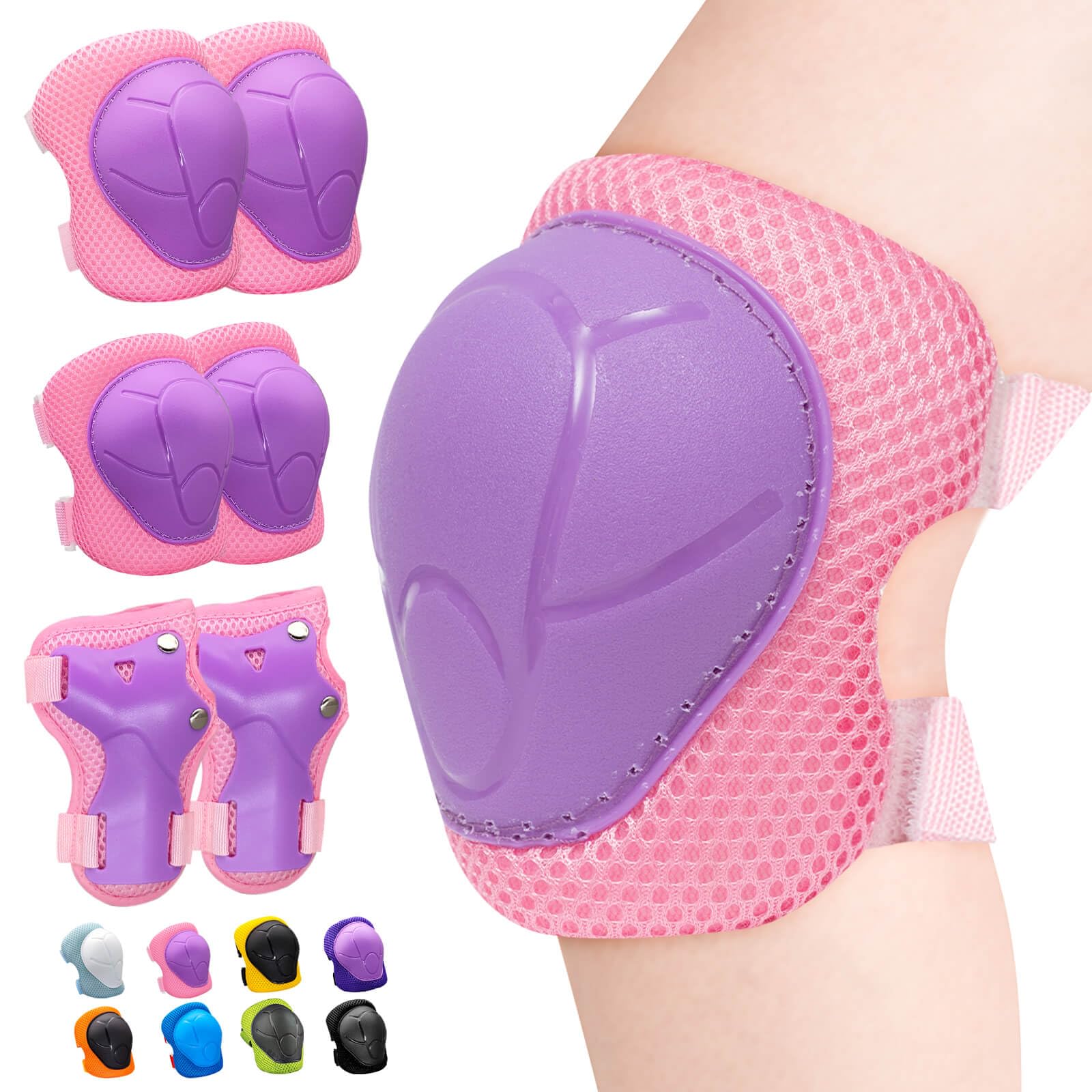 Inkidio Knee Pads for Kids Unicorn Protective Gear Set Knee Pads and Elbow Pads Set with Wrist Guard for Girls Boys Roller Skates Inline Skatings Scooter Cycling Bike Skateboard (Medium, Pink)