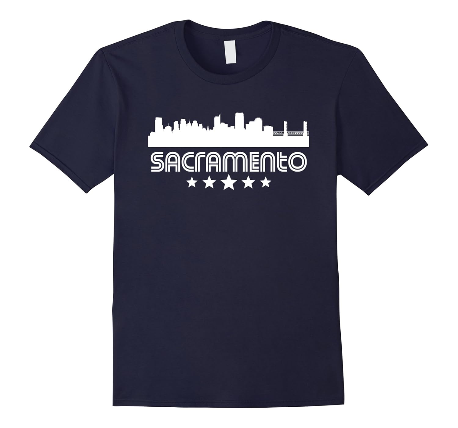 Sacramento California Skyline Retro Style T-Shirt-ANZ