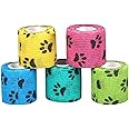 5 Pack Self Adhesive Bandage Wrap, Non-Woven Self Adherent Vet Wrap for Dogs Pet Animals, Ankle Sprains, Swelling (1.9Inch x 