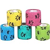 5 Pack Self Adhesive Bandage Wrap, Non-Woven Self Adherent Vet Wrap for Dogs Pet Animals, Ankle Sprains, Swelling (1.9Inch x 