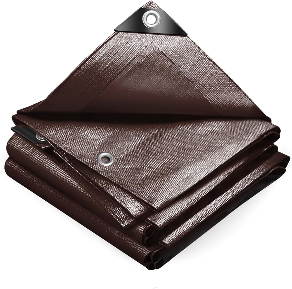 VOUNOT 1.5x6m Waterproof Tarpaulin 240 g/m² Heavy Duty Aluminum Eyelets Brown
