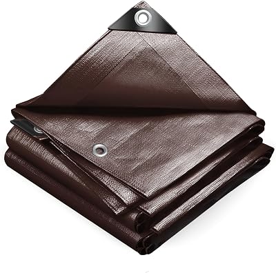 VOUNOT 3x5m Waterproof Tarpaulin 240 g/m² Heavy Duty Groundsheet Brown