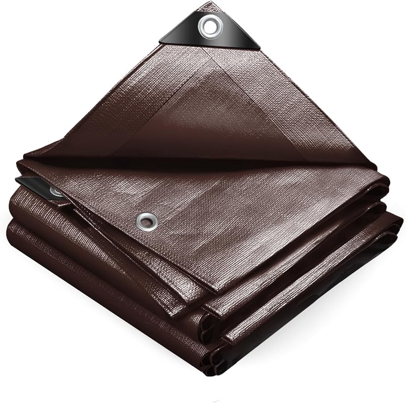 VOUNOT 1.5x6m Waterproof Tarpaulin 240 g/m² Heavy Duty Aluminum Eyelets Brown