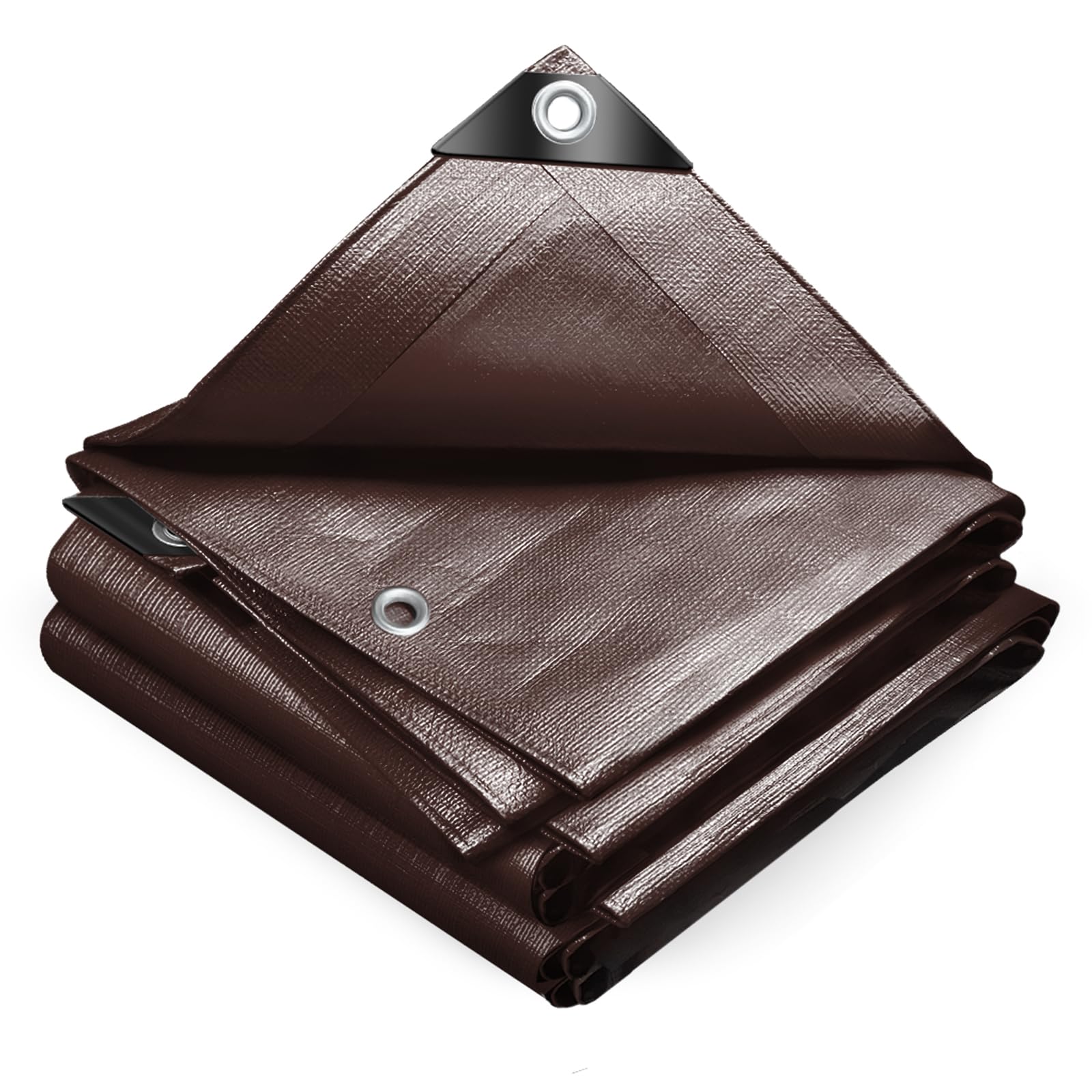 VOUNOT 2x3m Waterproof Tarpaulin Ultra Heavy Duty 240 g/m² Tarp Large Ground Camping Sheet with Aluminum Eyelets for Outdoor Furniture Caravan Car Cover, Brown