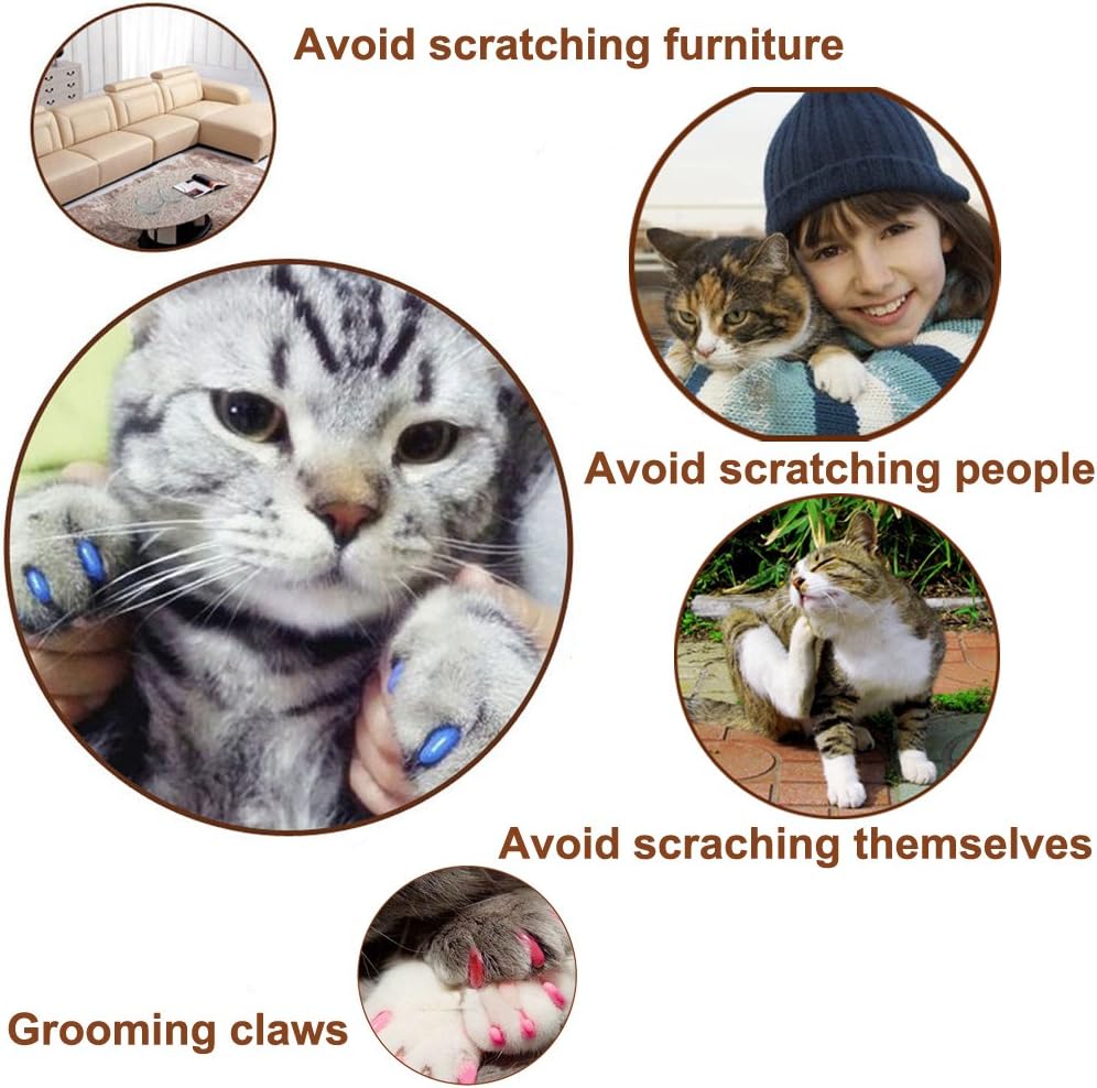 JOYJULY 100pcs Cat Nail Caps Pet Cat Claw Kitty Caps Control Soft Paws