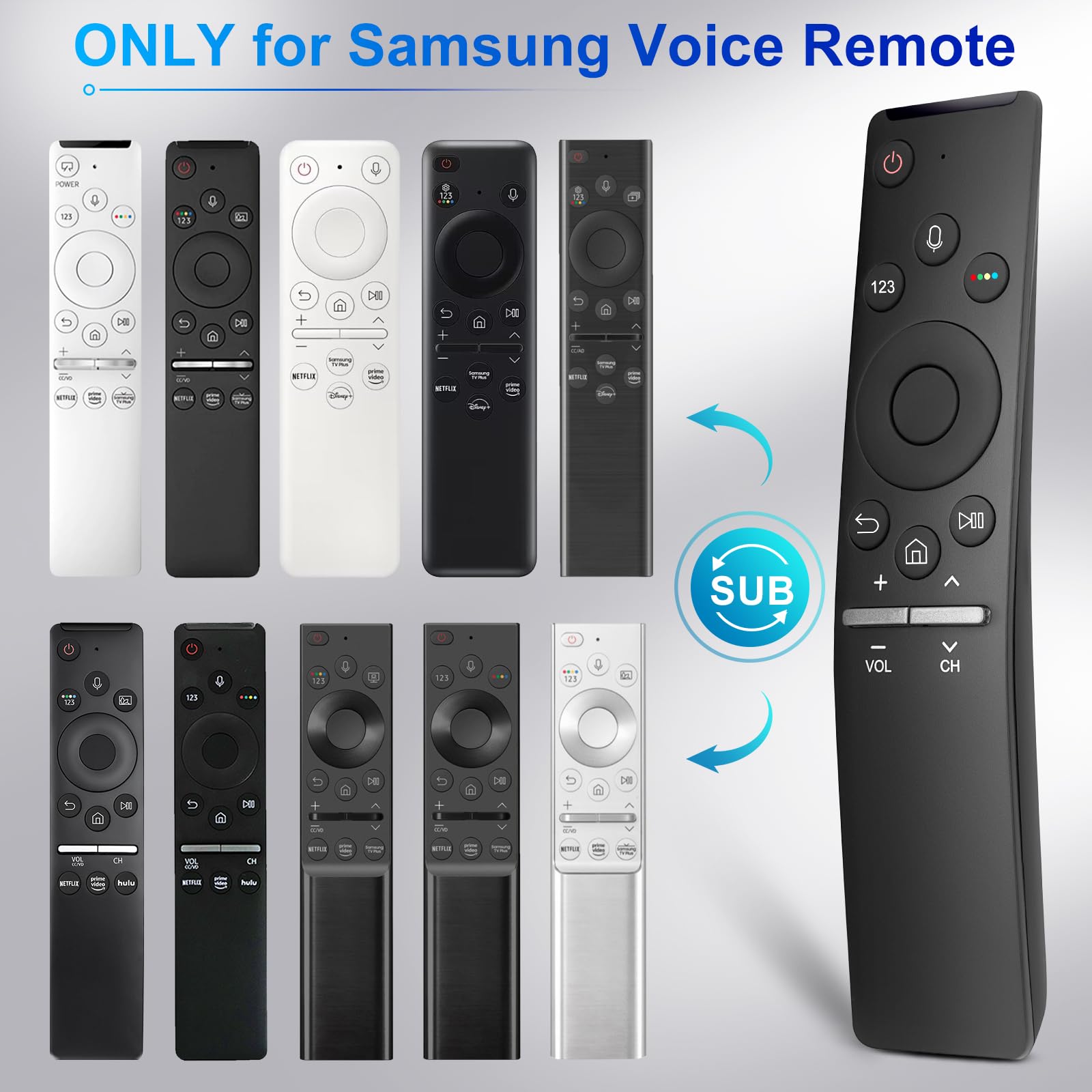 Voice Replacement for Samsung-Smart-TV-Remote, New Upgraded BN59-1266A for Samsung Remote Control with Voice Function. 1-Year Warranty.
