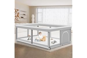 JAOBEEM Large Baby Playpen for Babies and Toddlers, Playpen 74×50, Large Baby Play Yards Indoor & Outdoor, Sturdy Safety Baby Play Pen with Soft Breathable Mesh, Toddlers Activity Center with Anti-Slip Base