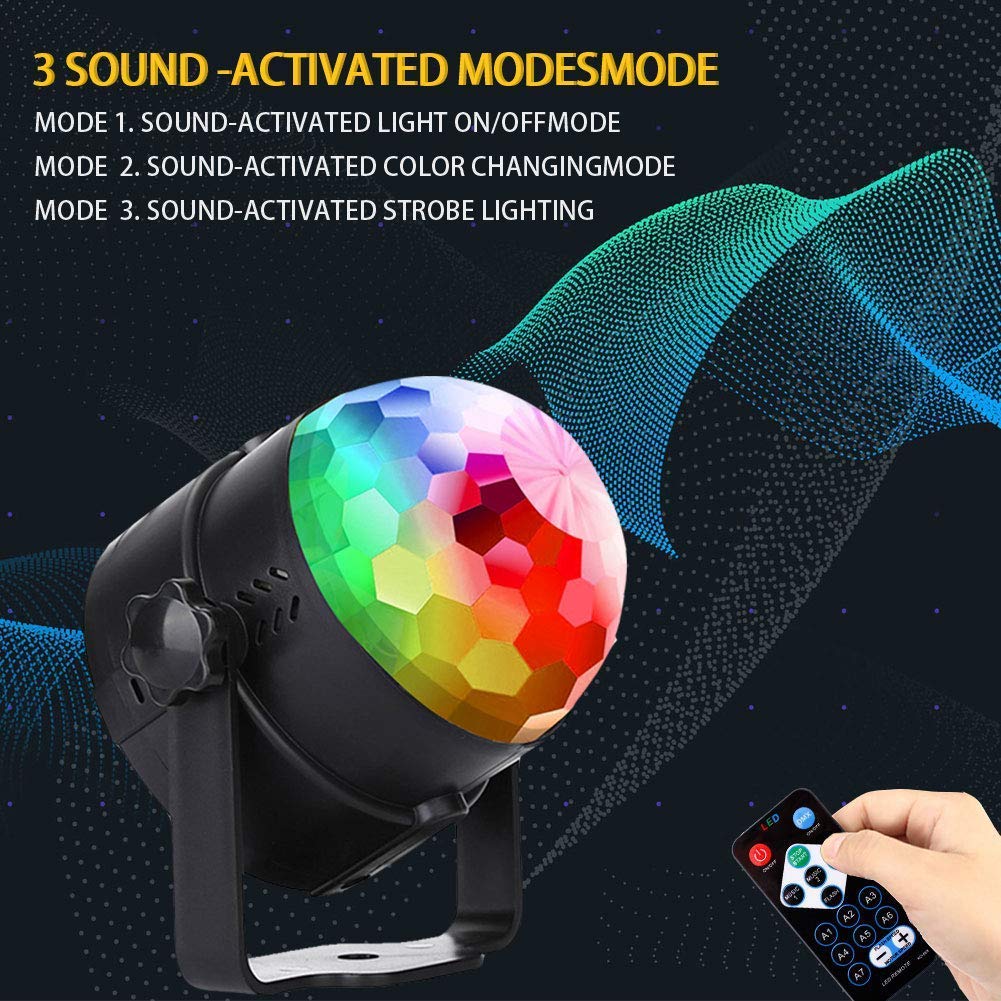 Party Lights Sound Activated Disco Ball with Remote Control 9 Colors Disco Lights DJ Lights Wireless Phone Connection LED Stage Light for Kids Bedroom Wedding Party Birthday Christmas