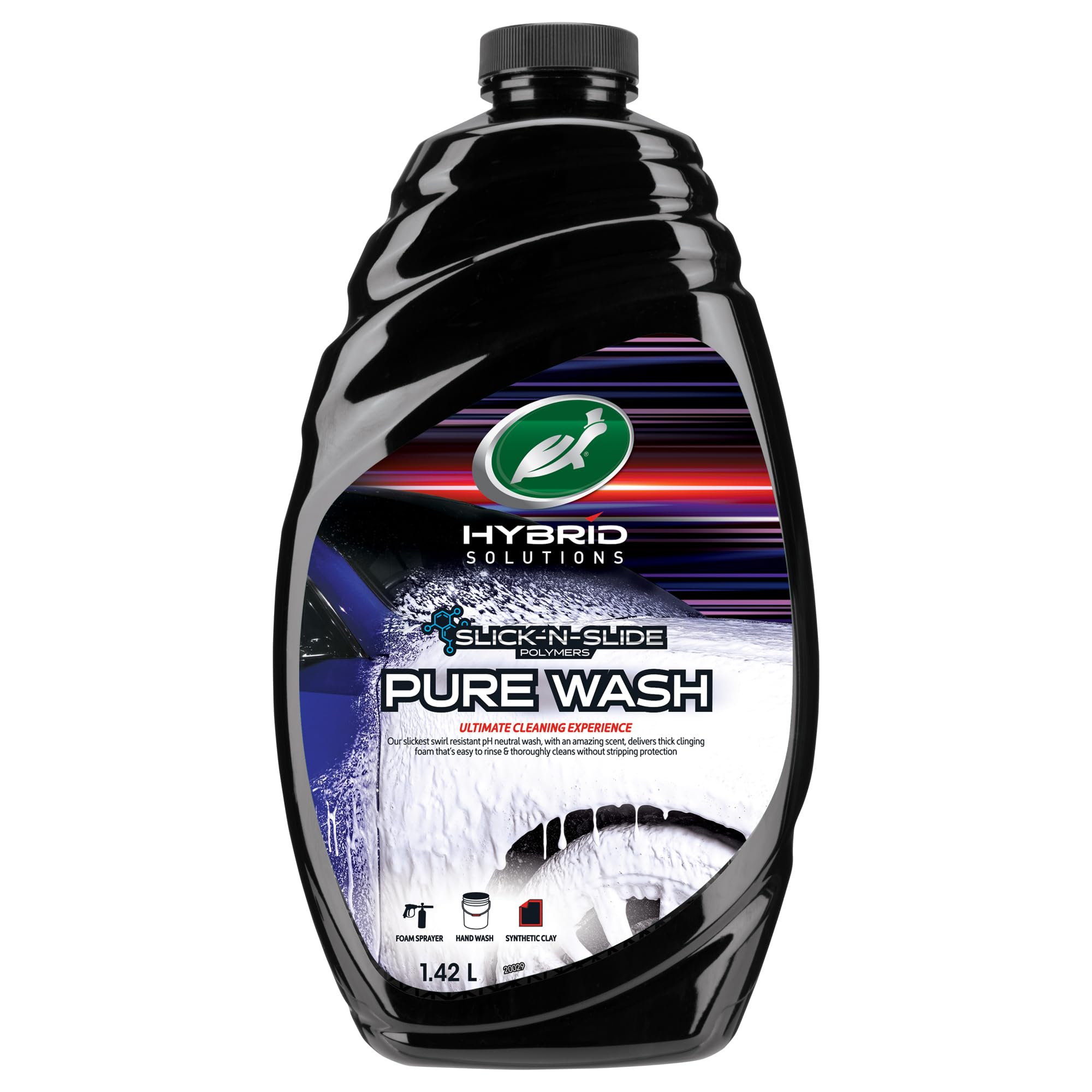 Turtle Wax Hybrid Solutions Pure Wash, pH Neutral Extreme Foaming Car Shampoo, 1.42L, Bucket or Foam Gun Application, Wont Strip Waxes or Coatings, Clay Bar Lubricant, Spot Free Clean, Fruity Scent