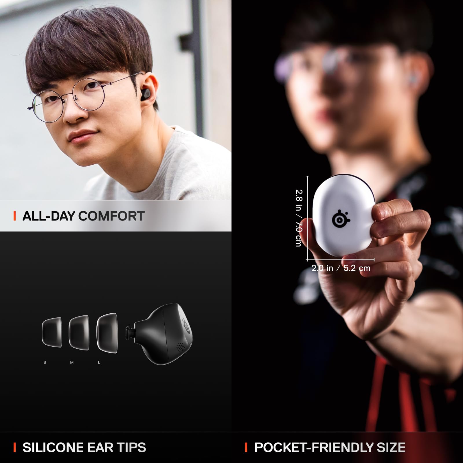 SteelSeries Arctis GameBuds for PS5 - Wireless Gaming Earbuds - 2.4GHz + BT 5.3 - IP55 Water Resistant - 40H Battery - Wireless Charging - PS5, PC, Switch 2, Mobile - Black 8