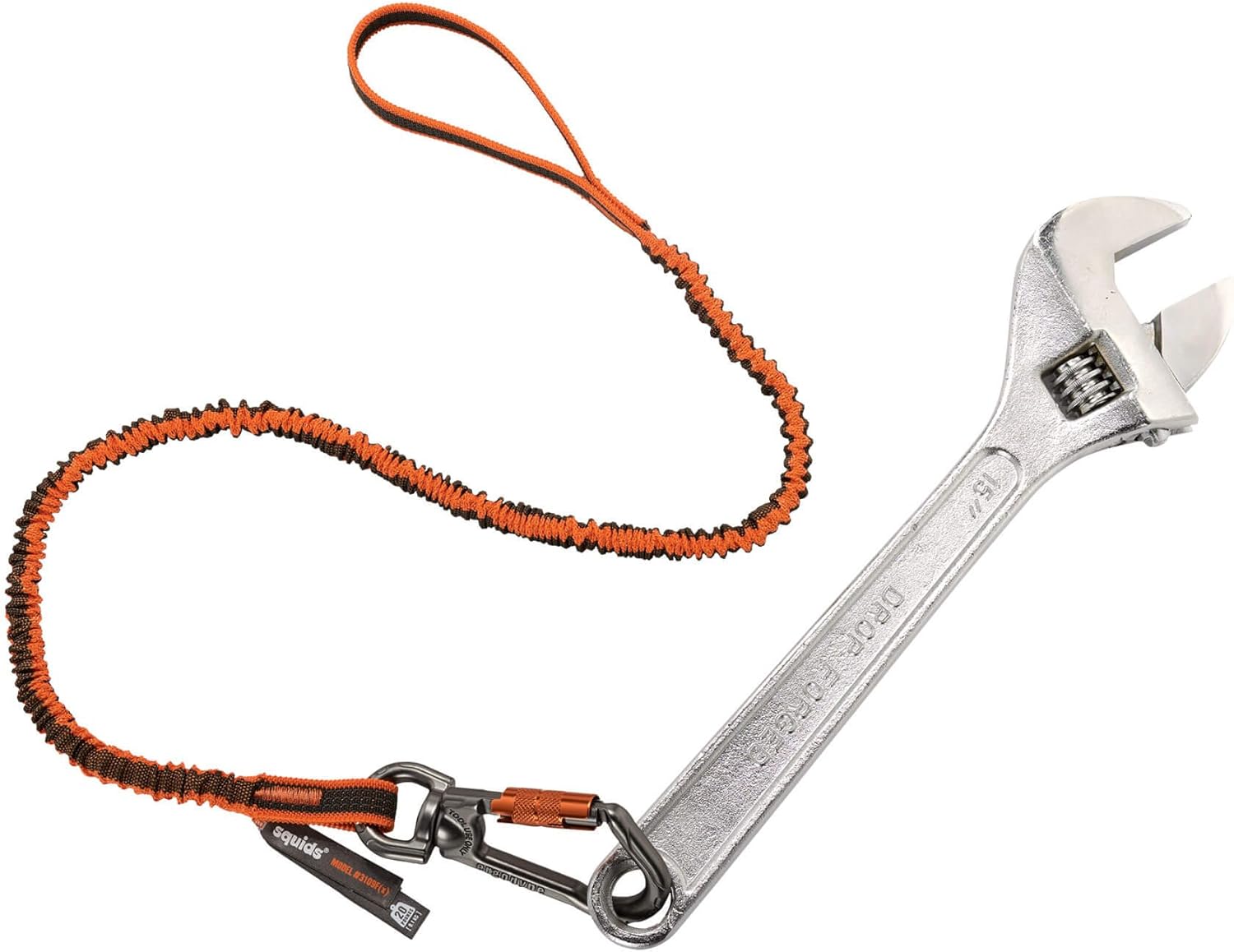 Shock Absorbing Tool Lanyard with Swiveling Locking Carabiner, Tool Weight Capacity 25lbs, Ergodyne Squids 3109, Orange & Gray, Standard (3109F(x)) - - 