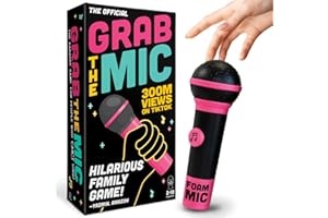 Lucky Egg Official Grab The Mic – Family Karaoke Board Game w/Foam Mic, 8+ Ages, 2-10 Players - Games for Bad Singers w/ 250 