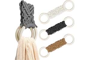 Huakaile 2 Pieces Kitchen Crochet Towel Holder Rings Loop, Handmade Macrame Dish Towel Hanger for Kitchen Counter Stand Oven 